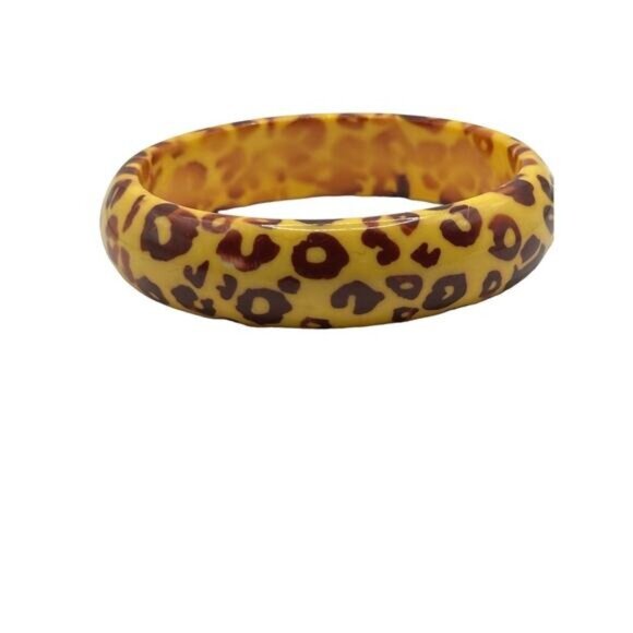 Set Of 3 Leopard Print Resin Bangle Bracelets For Women - Picture 8 of 9